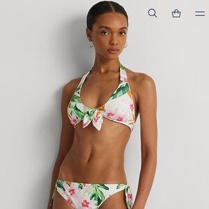 RALPH LAUREN | New Floral Tie-Front Halter Bikini Top Size 8